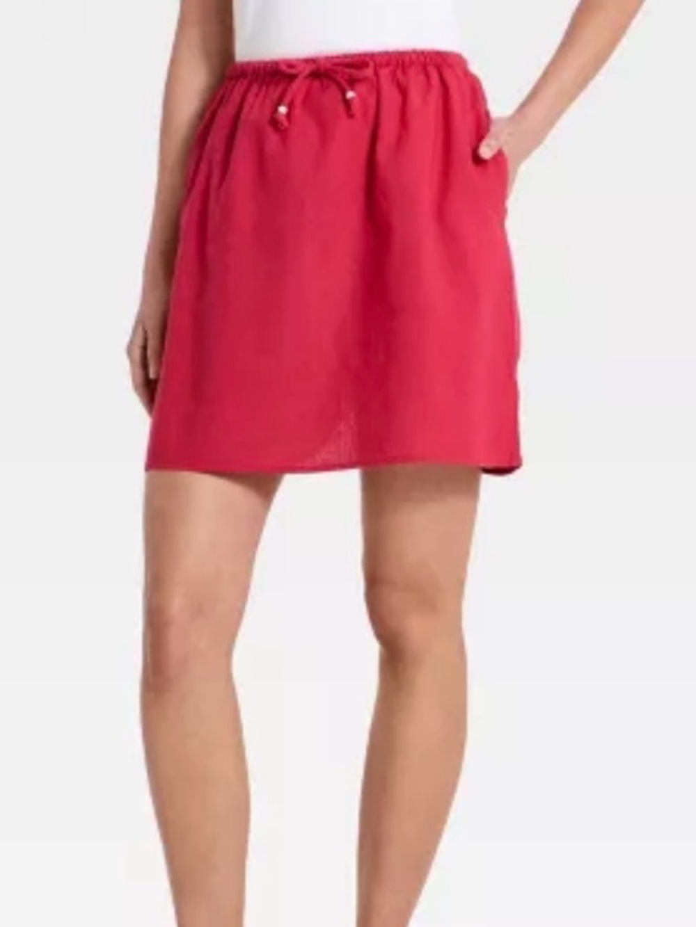 NWT S linen Women’s Drawstring Pull-On skirt in Pink